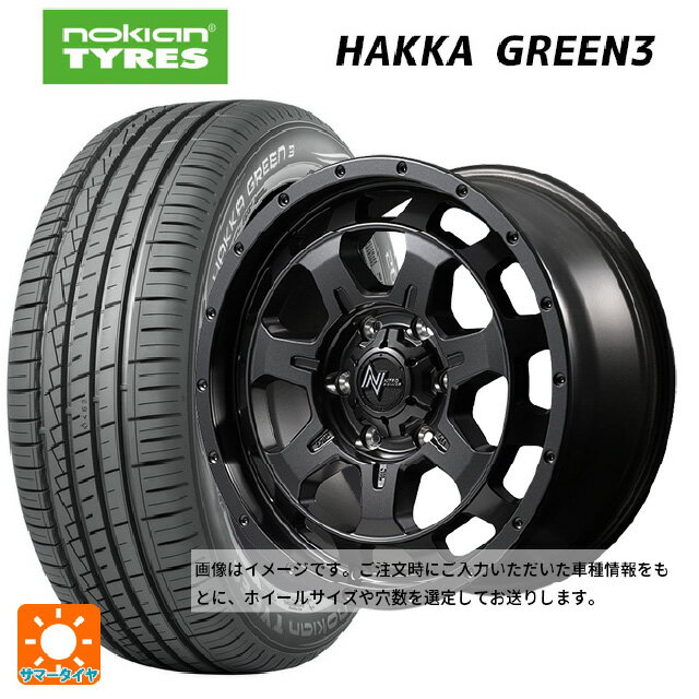 【6/15〜16限定 全品P5倍＆クーポン】155/65R14 75T ノキアン ハッカ グリーン3 エムアイディー ナイトロパワー M7 ファランクス バレルブラック 14-4.5J 国産車用 サマータイヤホイール4本セット