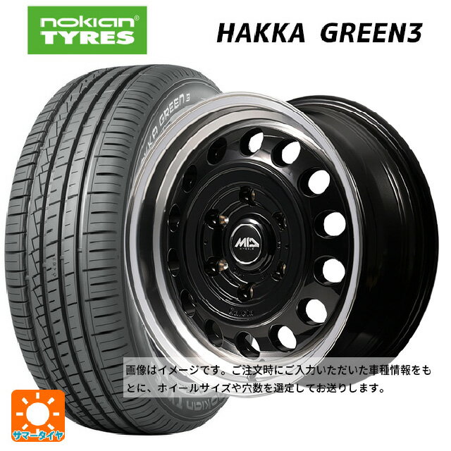 【6/22 20時〜 全品P5倍＆クーポン】155/65R14 75T ノキアン ハッカ グリーン3 エムアイディー ガルシア シスコ タイプ2 ブラック/リムポリッシュ 14-4.5J 国産車用 サマータイヤホイール4本セット