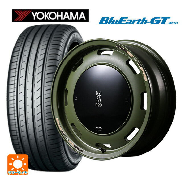 【6/22 20時〜 全品P5倍＆クーポン】155/65R14 75H ヨコハマ ブルーアースGT AE51 エムアイディー ウシャリントバリ セミグロスODグリーン 14-4.5J 国産車用 サマータイヤホイール4本セット