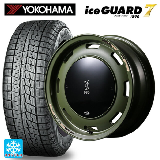 155/65R14 75Q ヨコハマ アイスガード7(IG70) エムアイディー ウシャリントバリ セミグロスODグリーン 14-4.5J 国産車用 スタッドレスタイヤホイール4本セット