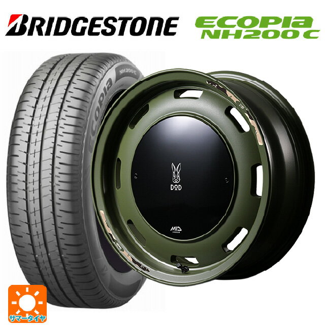 【6/22 20時〜 全品P5倍＆クーポン】155/65R14 75H ブリヂストン エコピア NH200C 正規品 # エムアイディー ウシャリントバリ セミグロスODグリーン 14-4.5J 国産車用 サマータイヤホイール4本セット