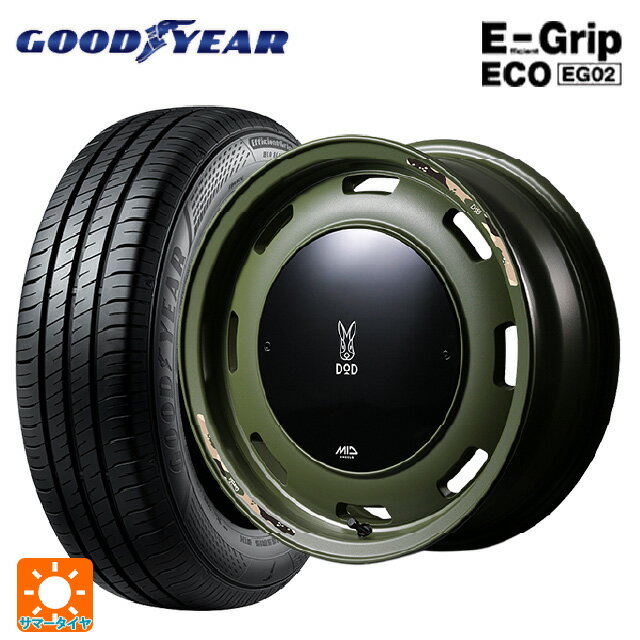【6/22 20時〜 全品P5倍＆クーポン】165/50R15 73V グッドイヤー エフィシェントグリップ エコ EG02 エムアイディー ウシャリントバリ セミグロスODグリーン 15-4.5J 国産車用 サマータイヤホイール4本セット