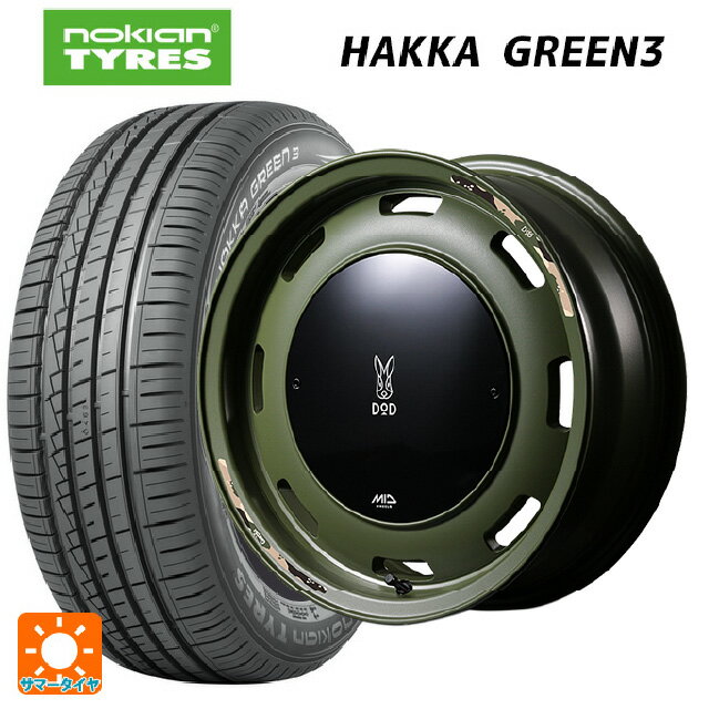 【6/15〜16限定 全品P5倍＆クーポン】155/65R14 75T ノキアン ハッカ グリーン3 エムアイディー ウシャリントバリ セミグロスODグリーン 14-4.5J 国産車用 サマータイヤホイール4本セット
