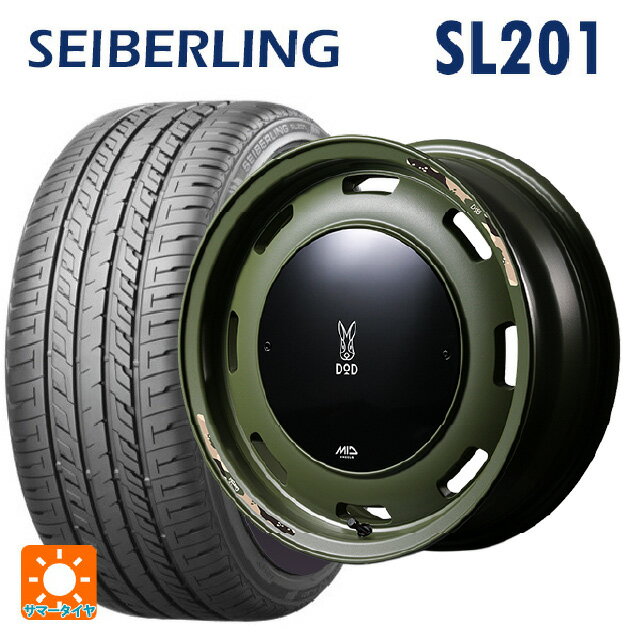 【6/22 20時〜 全品P5倍＆クーポン】165/50R15 73V セイバーリング セイバーリング SL201(ブリヂストン工場生産） エムアイディー ウシャリントバリ セミグロスODグリーン 15-4.5J 国産車用 サマータイヤホイール4本セット