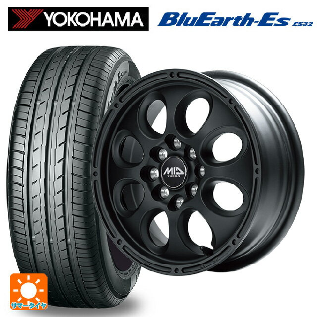 【6/22 20時〜 全品P5倍＆クーポン】175/70R14 84S ヨコハマ ブルーアースEs ES32 # エムアイディー MIDホイールクロス フルマットブラック 14-5J 国産車用 サマータイヤホイール4本セット