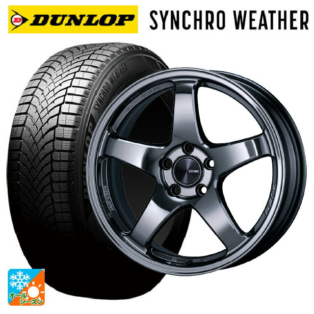 スバル フォレスター(SL系)用 225/55R18 102V XL ダンロップ シンクロウェザー エンケイ パフォーマンスライン PF05 SBK 新品オールシーズンタイヤホイール 4本セット