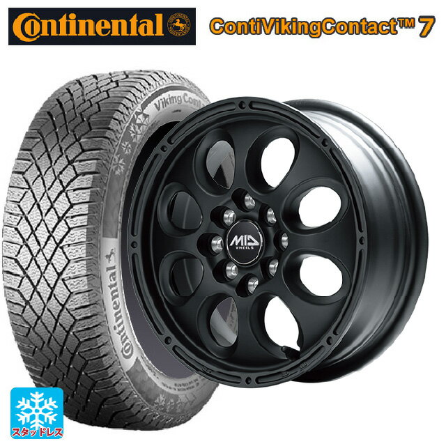 【6/22 20時〜 全品P5倍＆クーポン】175/65R14 86T XL コンチネンタル コンチバイキングコンタクト7 正規品 エムアイディー MIDホイールクロス フルマットブラック 14-5J 国産車用 スタッドレスタイヤホイール4本セット