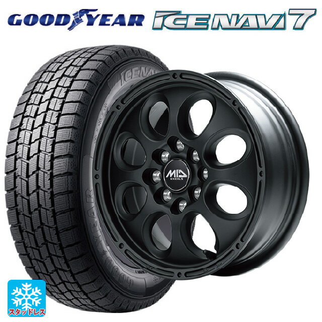 【6/20限定 全品P5倍＆クーポン】2024年製 175/65R14 82Q グッドイヤー アイスナビ7(数量限定) エムアイディー MIDホイールクロス フルマットブラック 14-5J 国産車用 スタッドレスタイヤホイール4本セット