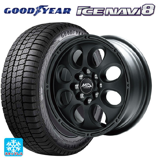 185/70R14 88Q グッドイヤー アイスナビ8 # エムアイディー MIDホイールクロス フルマットブラック 14-5J 国産車用 スタッドレスタイヤホイール4本セット