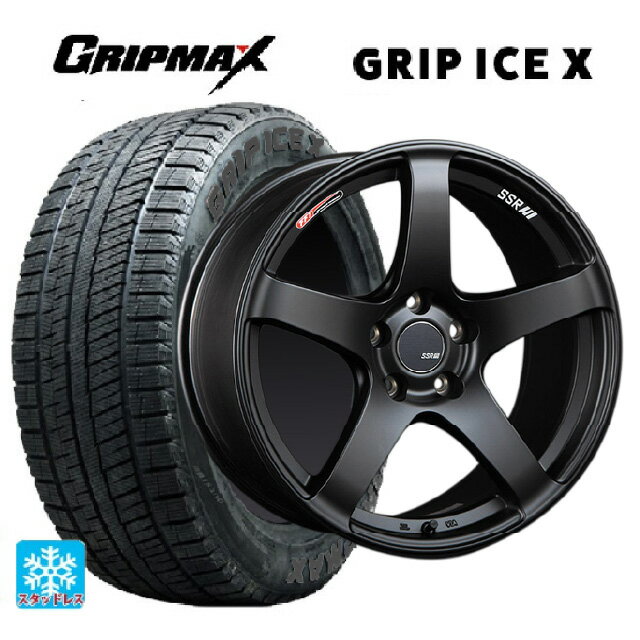 【6/22 20時〜 全品P5倍＆クーポン】225/45R17 94T XL グリップマックス グリップアイスX ブラックレター タナベ SSR GT V01 フラットブラック/レッドライン 17-7J 国産車用 スタッドレスタイヤホイール4本セット