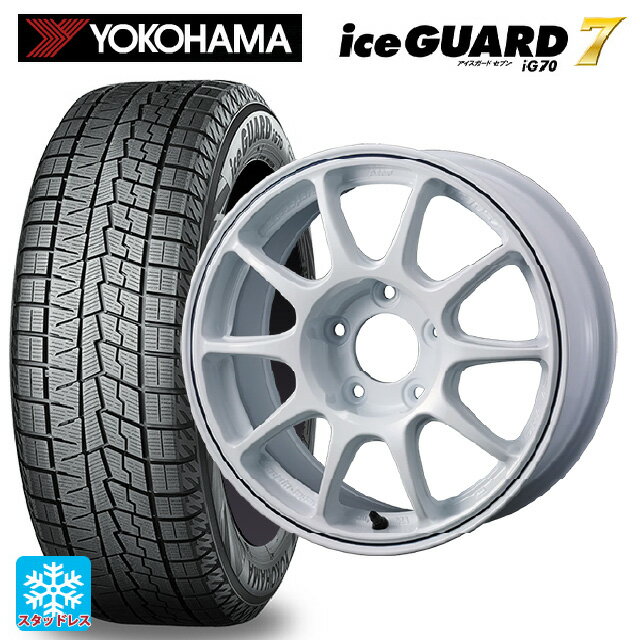195/55R15 85Q ヨコハマ アイスガード7(IG70) ウェッズ ウェッズスポーツ TC 105X グラベル WHITE+BLUE LINE 15-6.5J 国産車用 スタッドレスタイヤホイール4本セット