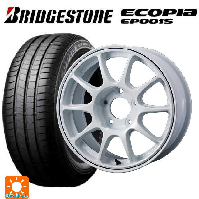 195/65R15 91H ブリヂストン エコピア EP001S 正規品 ウェッズ ウェッズスポーツ TC 105X グラベル WHITE+BLUE LINE 15-6.5J 国産車用 サマータイヤホイール4本セット