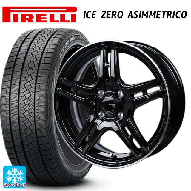 185/60R15 88H XL ピレリ アイスゼロ アシンメトリコ 正規品 ジャパン三陽 ジェーピースタイル R52 パールブラック/フランジカットポリッシュ 15-5.5J 国産車用 スタッドレスタイヤホイール4本セット