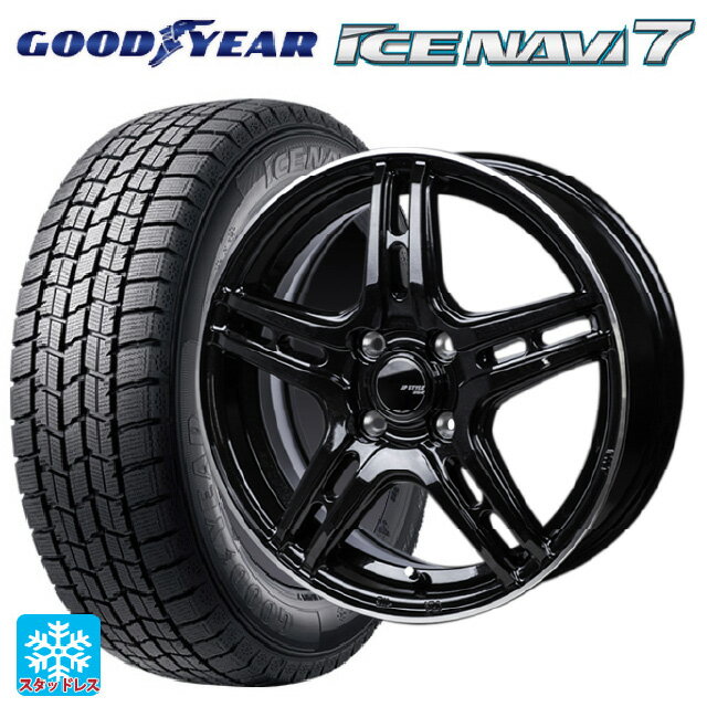 【6/15〜16限定 全品P5倍＆クーポン】185/70R14 88Q グッドイヤー アイスナビ7(数量限定) ジャパン三陽 ジェーピースタイル R52 パールブラック/フランジカットポリッシュ 14-5J 国産車用 スタッドレスタイヤホイール4本セット