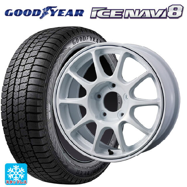 2025年製 195/65R15 91Q グッドイヤー アイスナビ8 # ウェッズ ウェッズスポーツ TC 105X グラベル WHITE+BLUE LINE 15-6.5J 国産車用 スタッドレスタイヤホイール4本セット