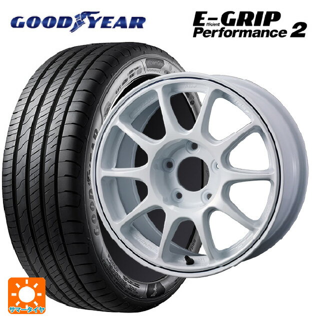 195/65R15 91V グッドイヤー エフィシェントグリップ パフォーマンス2 ウェッズ ウェッズスポーツ TC 105X グラベル WHITE+BLUE LINE 15-6.5J 国産車用 サマータイヤホイール4本セット