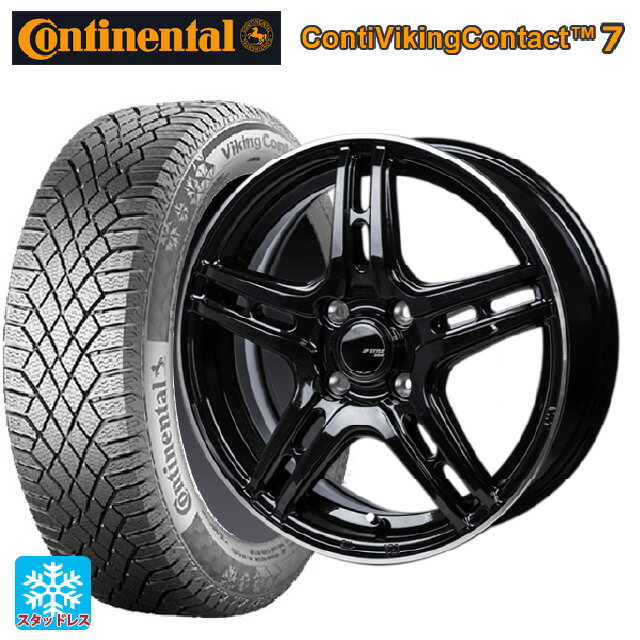 【6/22 20時〜 全品P5倍＆クーポン】175/65R14 86T XL コンチネンタル コンチバイキングコンタクト7 正規品 ジャパン三陽 ジェーピースタイル R52 パールブラック/フランジカットポリッシュ 14-5J 国産車用 スタッドレスタイヤホイール4本セット