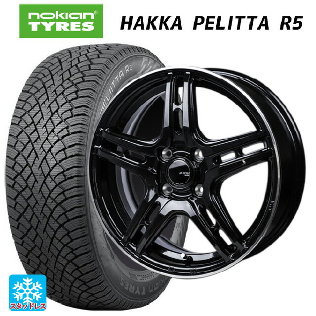 【6/22 20時〜 全品P5倍＆クーポン】175/65R14 82R ノキアン ハッカペリッタR5 ジャパン三陽 ジェーピースタイル R52 パールブラック/フランジカットポリッシュ 14-5J 国産車用 スタッドレスタイヤホイール4本セット