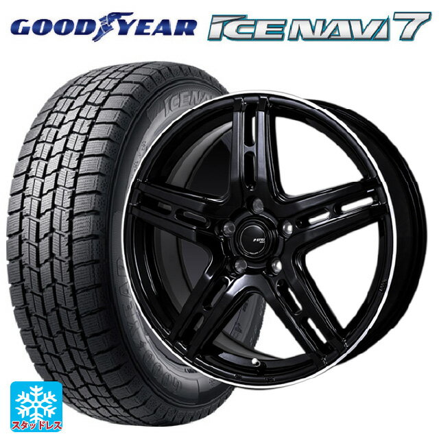 【6/11 1:59迄 全品ポイント5倍】185/55R16 83Q グッドイヤー アイスナビ7(数量限定) ジャパン三陽 ジェーピースタイル R52 パールブラック/フランジカットポリッシュ 16-6J 国産車用 スタッドレスタイヤホイール4本セット