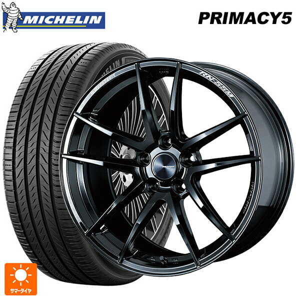 【6/11 1:59迄 全品ポイント5倍】215/45R18 93W XL ミシュラン プライマシー5 正規品 ウェッズ ウェッズスポーツ RN55M Gloss Black 18-7.5J 国産車用 サマータイヤホイール4本セット
