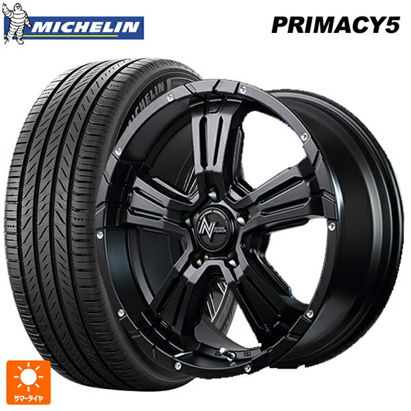 【6/11 1:59迄 全品ポイント5倍】215/45R17 91W XL ミシュラン プライマシー5 正規品 エムアイディー ナイトロパワー クロスクロウ セミグロスブラック＋ピアスドリルド 17-7J 国産車用 サマータイヤホイール4本セット