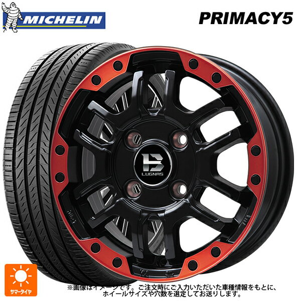 【6/15〜16限定 全品P5倍＆クーポン】225/55R18 102V XL ミシュラン プライマシー5 正規品 ビックウェイ ビーラグナス エフアールディー マットブラックリムレッド 18-7.5J 国産車用 サマータイヤホイール4本セット