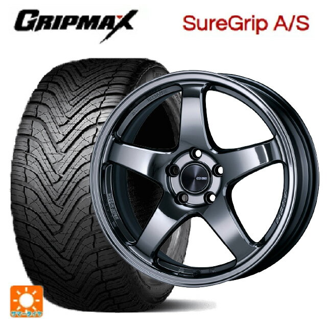 225/60R18 100W グリップマックス シュアグリップ A/S ブラックレター エンケイ パフォーマンスライン PF05 SBK 18-7.5J 國産車用 オールシーズンタイヤホイール4本セット