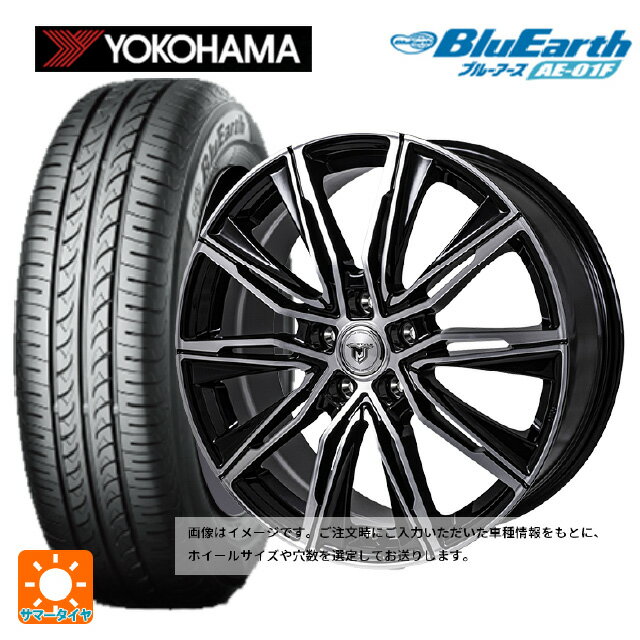 【6/22 20時〜 全品P5倍＆クーポン】215/60R16 95H ヨコハマ ブルーアース AE01F ジャパン三陽 ジェイピースタイル エムジェイクロス ブラックメタリックポリッシュ 16-6.5J 国産車用 サマータイヤホイール4本セット