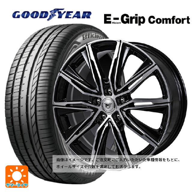 【6/22 20時〜 全品P5倍＆クーポン】225/40R19 93W XL グッドイヤー エフィシェントグリップ コンフォート ジャパン三陽 ジェイピースタイル エムジェイクロス ブラックメタリックポリッシュ 19-7.5J 国産車用 サマータイヤホイール4本セット