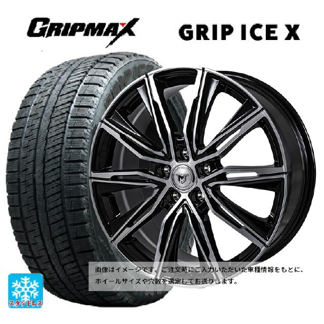 【6/22 20時〜 全品P5倍＆クーポン】195/60R17 90T グリップマックス グリップアイスX ブラックレター # ジャパン三陽 ジェイピースタイル エムジェイクロス ブラックメタリックポリッシュ 17-7J 国産車用 スタッドレスタイヤホイール4本セット
