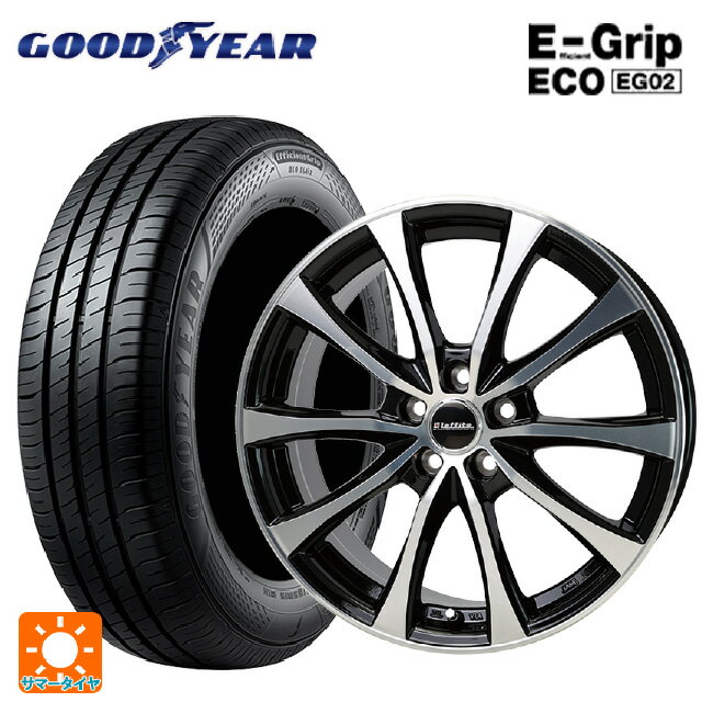 【6/11 1:59迄 全品ポイント5倍】205/55R16 91V グッドイヤー エフィシェントグリップ エコ EG02 ホットスタッフ ラフィット LE07 BK/P 16-6.5J 国産車用 サマータイヤホイール4本セット