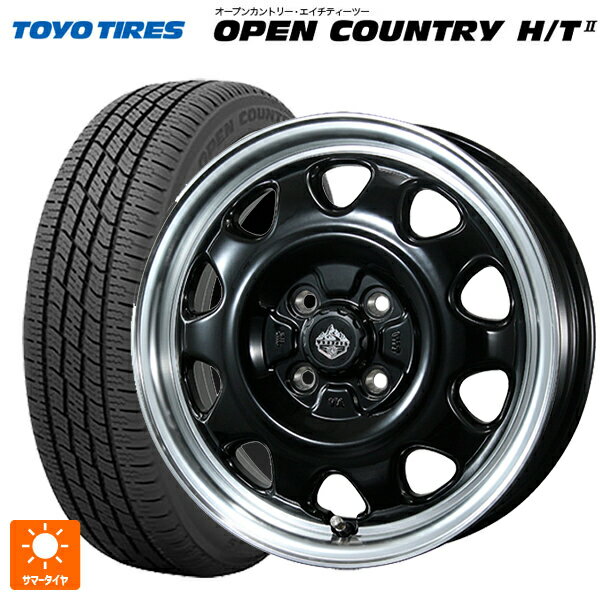 【6/15〜16限定 全品P5倍＆クーポン】155/65R14 75H トーヨー オープンカントリー HT2 ホワイトリボン トピー ランドフット SWZ グロスブラックリムポリッシュ 14-4.5J 国産車用 サマータイヤホイール4本セット