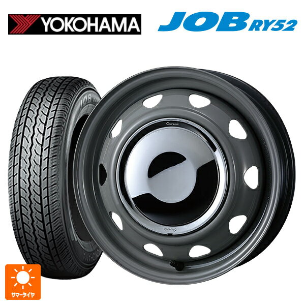 145R12 6PR ヨコハマ ジョブ RY52 ウェッズ ネオキャロ スチールホイール グレー/クロームキャップ 12-3.5J 国産車用 サマータイヤホイール4本セット