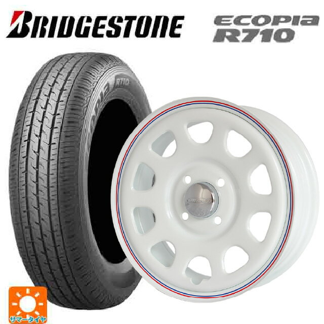 145/80R12 80/78N ブリヂストン エコピア R710 正規品 ジャパン三陽 デイトナズ G2 デザイン ホワイト(レッド/ブルーライン) 12-4J 国産車用 サマータイヤホイール4本セット