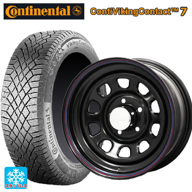 スズキ ジムニーシエラ(74系)用 215/70R16 100T コンチネンタル コンチバイキングコンタクト7 正規品 ジャパン三陽 デイトナズ デザイン ブラック(レッド/ブルーライン) 新品スタッドレスタイヤホイール 4本セット