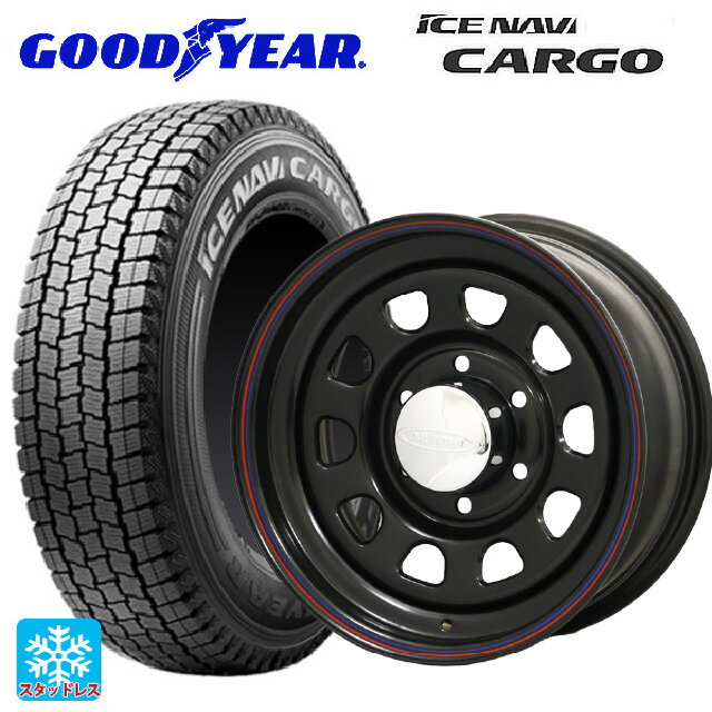 ニッサン NV350キャラバン(E26系)用 2025年製 195/80R15 107/105N グッドイヤー アイスナビ カーゴ # ジャパン三陽 デイトナズ デザイン ブラック(レッド/ブルーライン) 新品スタッドレスタイヤホイール 4本セット