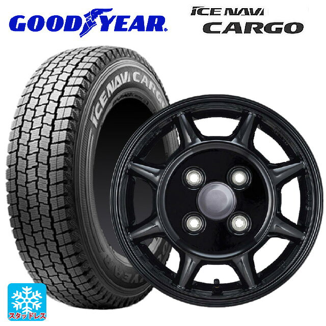 145/80R12 80/78N グッドイヤー アイスナビ カーゴ エンケイ サム タフ ブラック 12-4J 国産車用 スタッドレスタイヤホイール4本セット
