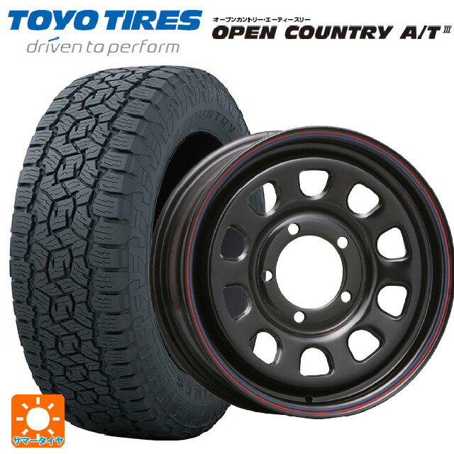 225/70R16 103H トーヨー オープンカントリー AT3 ブラックレター モリタ デイトナズ ブラック(レッド/ブルーライン) 16-6J 国産車用 サマータイヤホイール4本セット