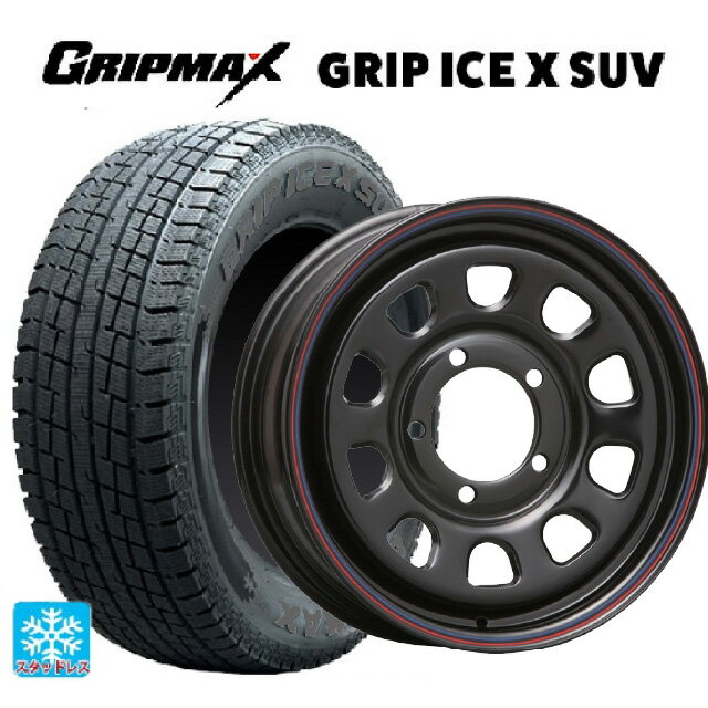 スズキ ジムニーノマド(JC74W)用 195/80R15 107/105N グリップマックス グリップアイスX SUV ブラックレター # モリタ デイトナズ ブラック(レッド/ブルーライン) 新品スタッドレスタイヤホイール 5本セット