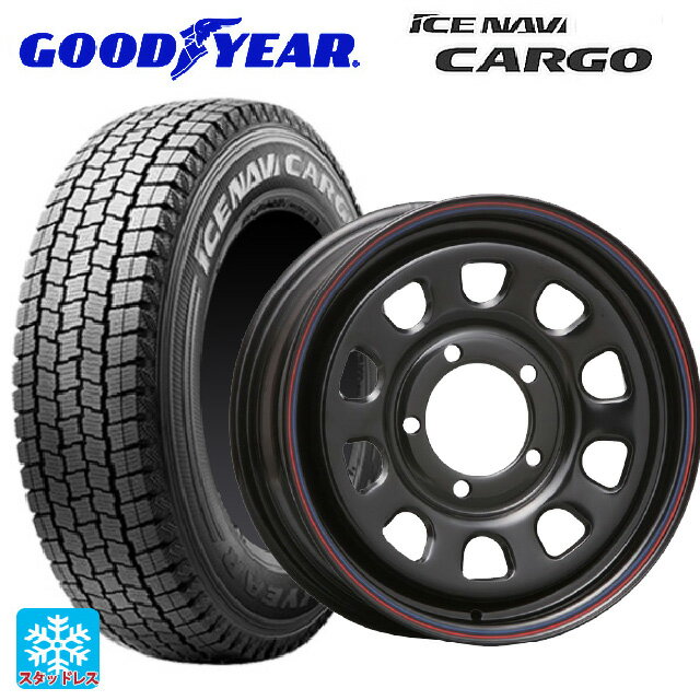 スズキ ジムニーシエラ(74系)用 195/80R15 103/101L グッドイヤー アイスナビ カーゴ モリタ デイトナズ ブラック(レッド/ブルーライン) 新品スタッドレスタイヤホイール 4本セット