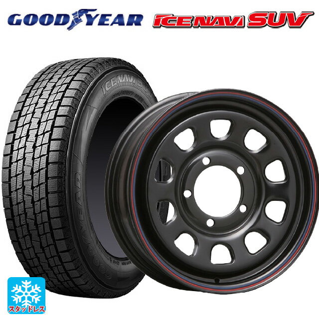 スズキ ジムニーノマド(JC74W)用 2025年製 195/80R15 96Q グッドイヤー アイスナビ SUV # モリタ デイトナズ ブラック(レッド/ブルーライン) 新品スタッドレスタイヤホイール 5本セット