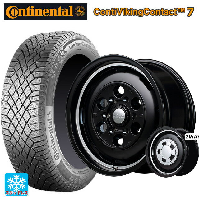 【6/22 20時〜 全品P5倍＆クーポン】155/65R14 75T コンチネンタル コンチバイキングコンタクト7 正規品 エムアイディー ガルシア シスコ セミグロスブラック＋リムヴァーレイポリッシュ 14-4.5J 国産車用 スタッドレスタイヤホイール4本セット