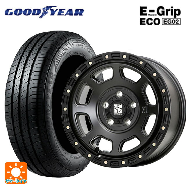 【6/22 20時〜 全品P5倍＆クーポン】165/65R14 79S グッドイヤー エフィシェントグリップ エコ EG02 エムエルジェイ エクストリームJ XJ07 Satin Black 14-5J 国産車用 サマータイヤホイール4本セット