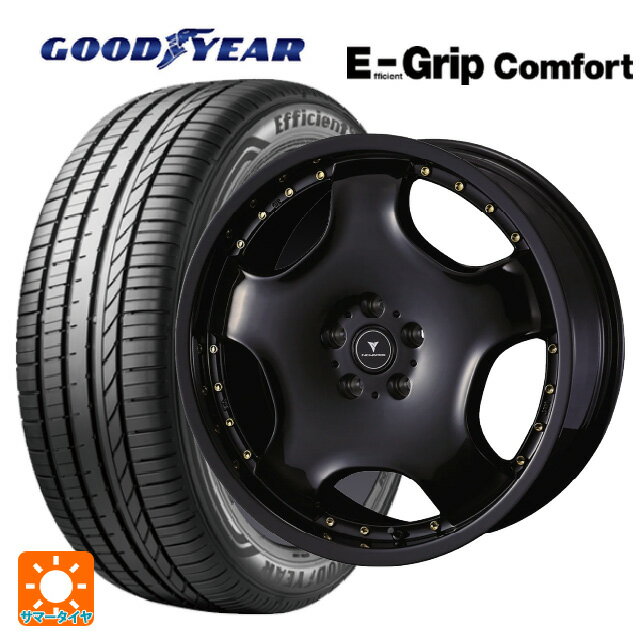【6/15〜16限定 全品P5倍＆クーポン】215/45R18 93W XL グッドイヤー エフィシェントグリップ コンフォート # ウェッズ アセット D1 ブラック/ゴールドピアス 18-7J 国産車用 サマータイヤホイール4本セット