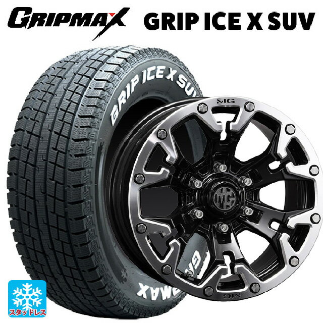 トヨタ ランドクルーザープラド(150系)用 265/65R17 112T グリップマックス グリップアイスX SUV ホワイトレター # クリムソン MG ゴーレム ブラック×マシニングリップ 新品スタッドレスタイヤホイール 4本セット