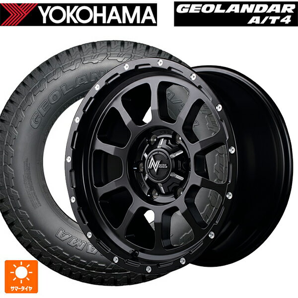 【10/14 20時〜最大3万円OFFクーポン】ミツビシ トライトン(GSRグレード)(LC2T)用 265/65R17 112T ヨコハマ ジオランダー AT4 G018 ブラックレター 正規品 エムアイディー ナイトロパワー M10パーシング セミグロスブラック／マシニング 新品サマータイヤホイール 4本セット