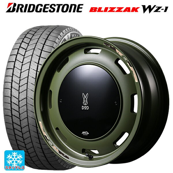 2025年製 165/60R14 75Q ブリヂストン ブリザック WZ1 正規品 # エムアイディー ウシャリントバリ セミグロスODグリーン 14-4.5J 国産車用 スタッドレスタイヤホイール4本セット