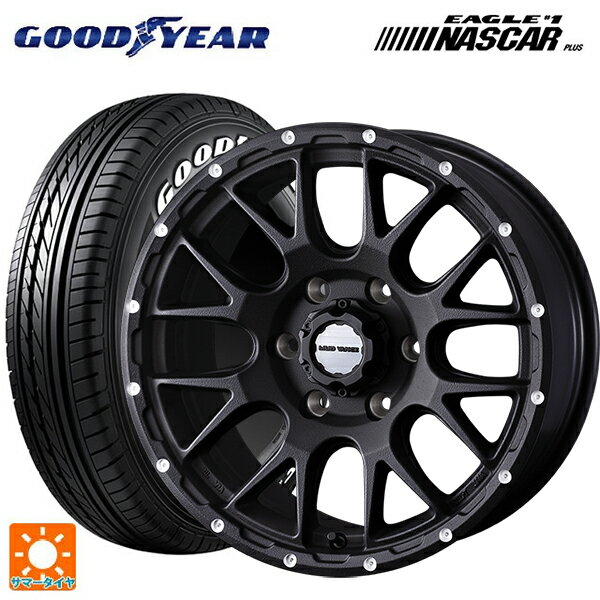 【10/17 23:59迄　最大3万円OFFクーポン】195/80R15 107/105N グッドイヤー イーグル ナンバー1 ナスカープラス ホワイトレター ウェッズ マッドヴァンス 08 FLINT BLACK 15-6J 国産車用 サマータイヤホイール4本セット