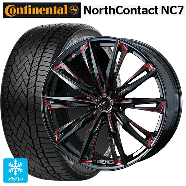 トヨタ RAV4(50系)用 235/55R19 105T XL コンチネンタル ノースコンタクトNC7 正規品 ウェッズ レオニス GX BK/SC(RED) 新品スタッドレスタイヤホイール 4本セット