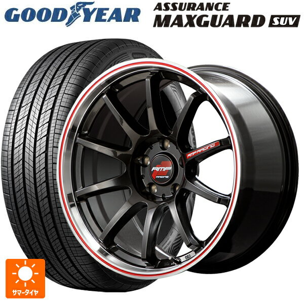 ミツビシ アウトランダーPHEV(5LA GNOW)用 235/60R18 107W XL グッドイヤー アシュアランス マックスガード SUV エムアイディー MIDレーシング R10 # クリスタルブラック/リムポリッシュ+レッド 新品サマータイヤホイール 4本セット